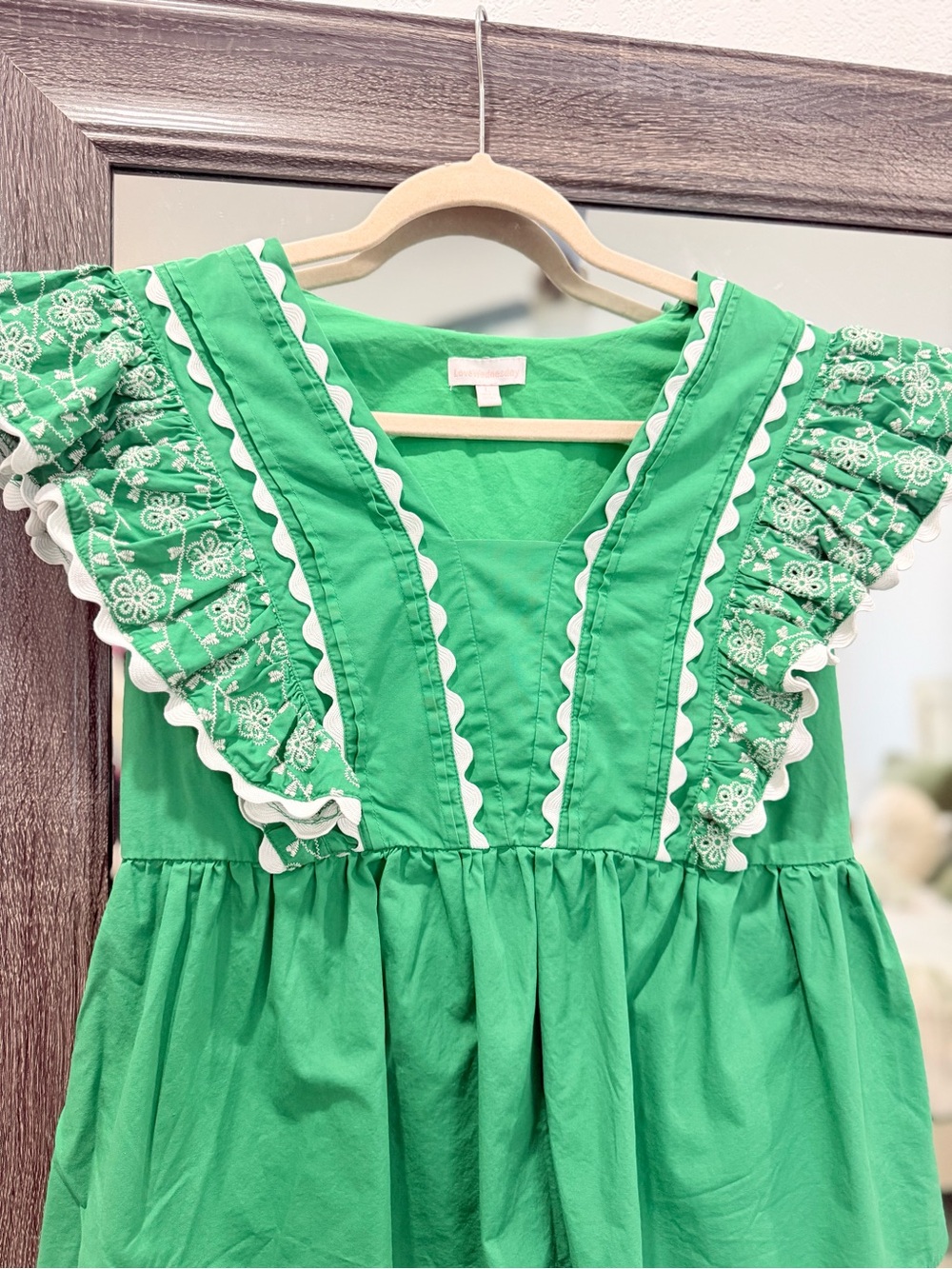 Green Ruffle-Trim Summer Dress